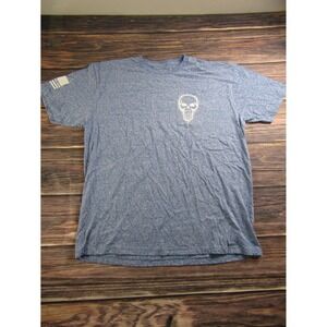 Howitzer Patriot Mens 2XL Blue T Shirt Military USA America Flag Skull